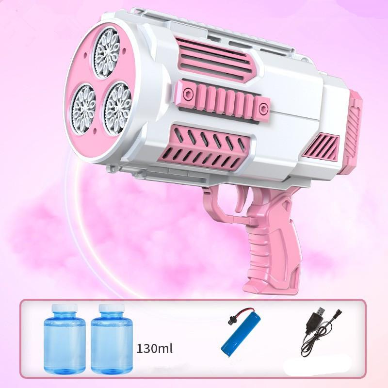 N-Delikli Roket Elektrikli Işıklı Baloncuk Tabancası Çocuklar İçin Otomatik Baloncuk Makinesi Üfleyici Sabun Köpükleri Çocuklar Açık Hava Oyuncak Parti İçin