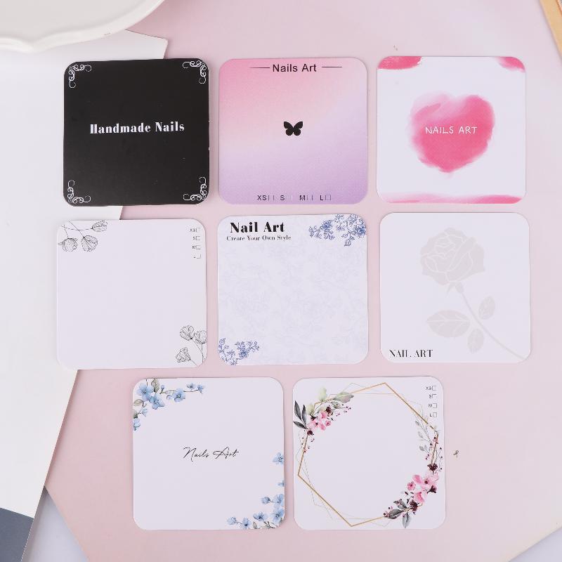 20 Sheets Press On Nail Bottom Flower Pattern Cardboard Photo Prop Handmade False Nail Art Tips Display Show Card Manicure Tools