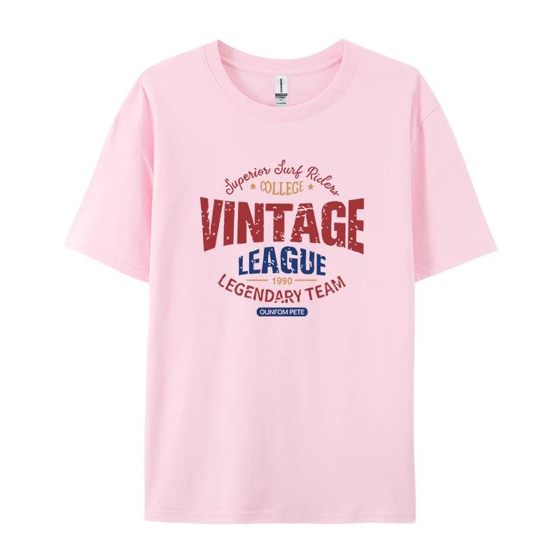 Dámská trička s vintage potiskem písmen ligy Letní módní topy Pohodlný O-výstřih Krátký rukáv Měkké Oversized oblečení