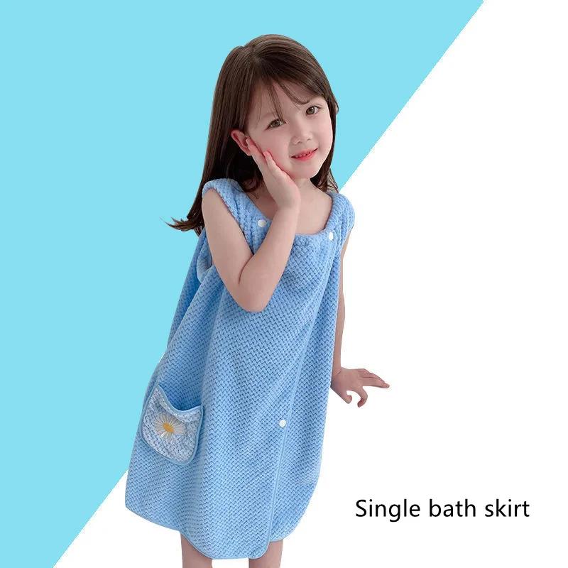 Kinder Süßes Cartoon Badetuch Verliert Keine Haare Korallenvlies Saugfähig Schlinge Hausbadrock Schwimmbadetuch