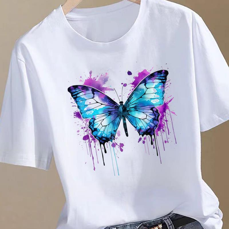 (Asian Size) Trend Flower Sweet Women Printing Fashion Tee Top Clothing T Shirt Woman Print Female Short Sleeve Graphic T-shirts