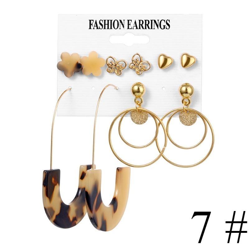 1set Bohemian Earrings Set, Butterfly Earrings Set, Simple Vintage Acrylic Tassel Pearl Earrings Set, Geometric Twist Ladies Jewelry Gift