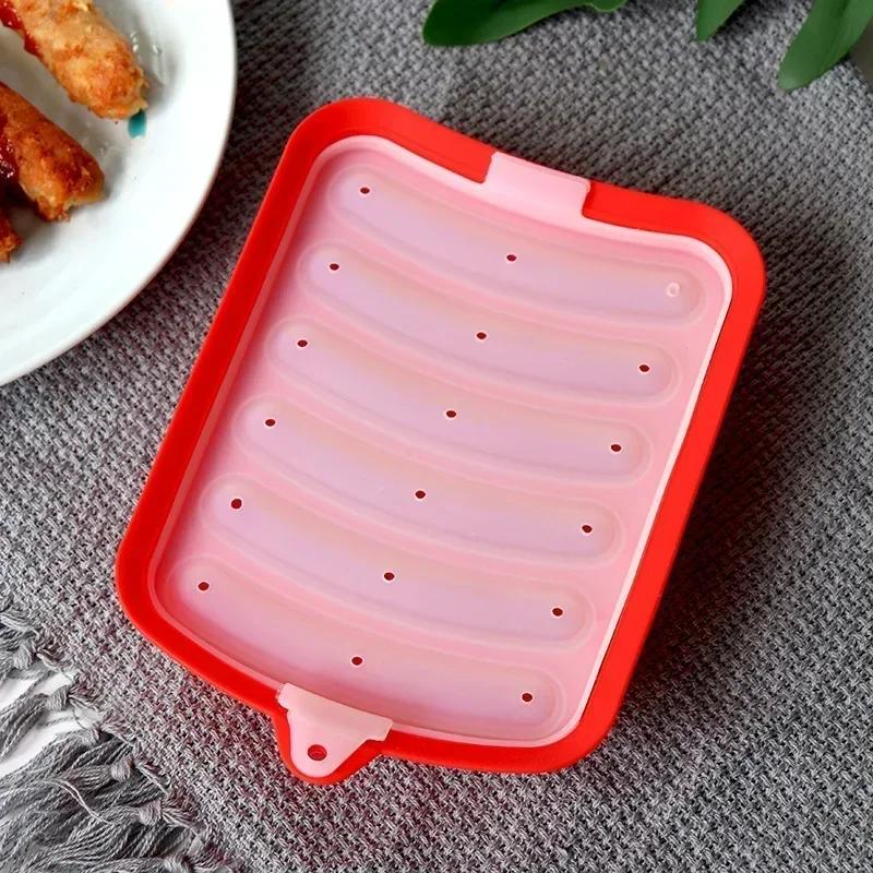Silikonová forma na výrobu klobás DIY Silikonová ručně vyrobená forma na hamburgery na párky v rohlíku Opakovaně použitelné kuchyňské doplňky Gadget pro koláč na pečení koláčů