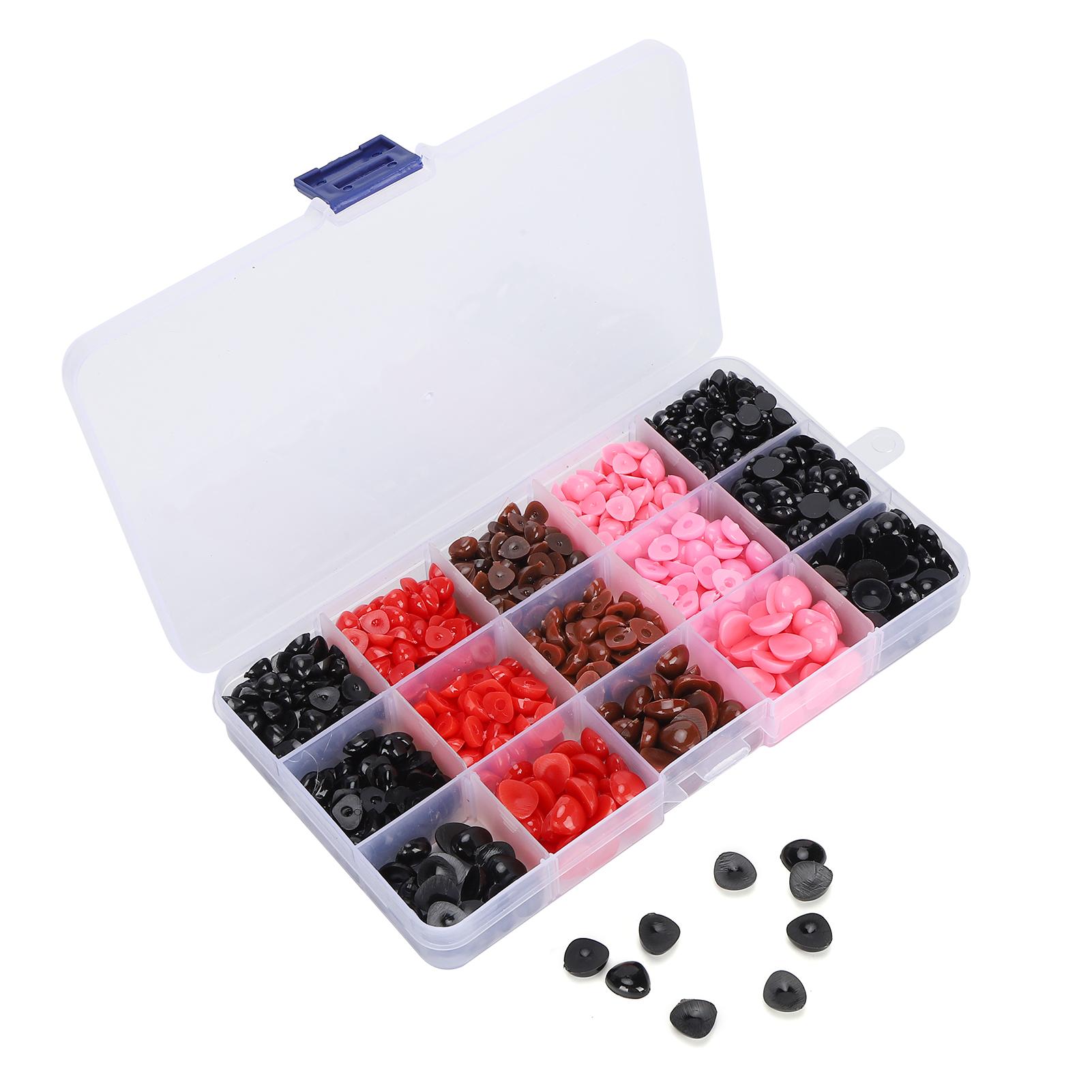 

1070 шт. Разноцветные глаза и носы для кукол, пластиковые треугольные/круглые, с коробкой для хранения для DIY-аксессуаров