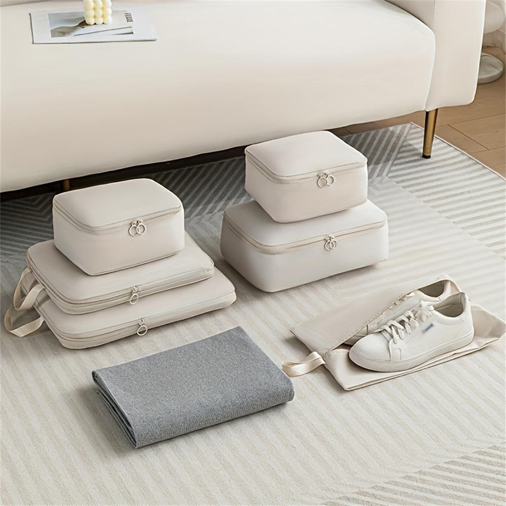 [Easy-Clean] Compression Packing Cubes | 6pcs Set | Polyester | Easy-Clean, Lightweight | Travel Organizer | Luggage and Clothes Sorting