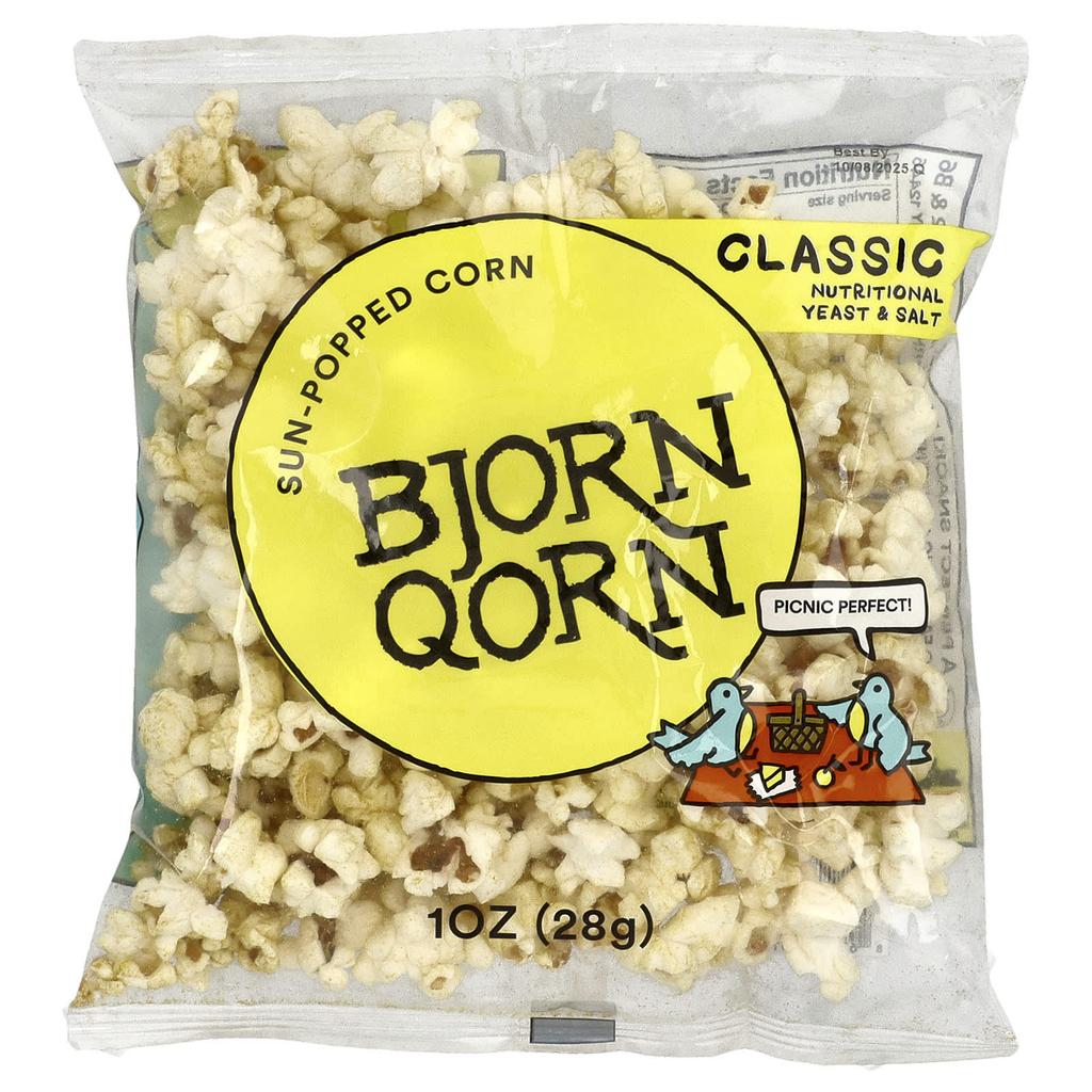 BjornQorn, Sun Popcorn, Classic, 28g (1oz)