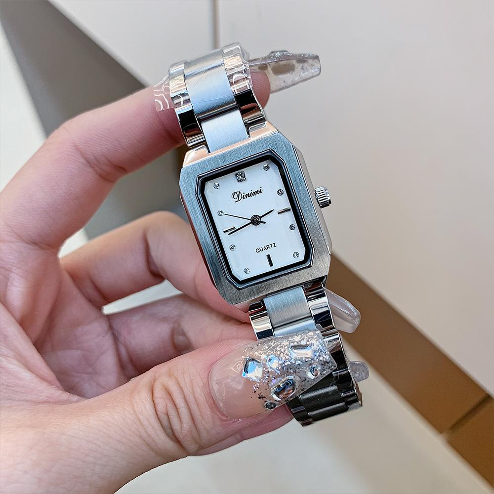 Watch Light Luxury Niche Women'S Quartz Watch Square Fashion Temperament Rhinestone Steel Belt Watch