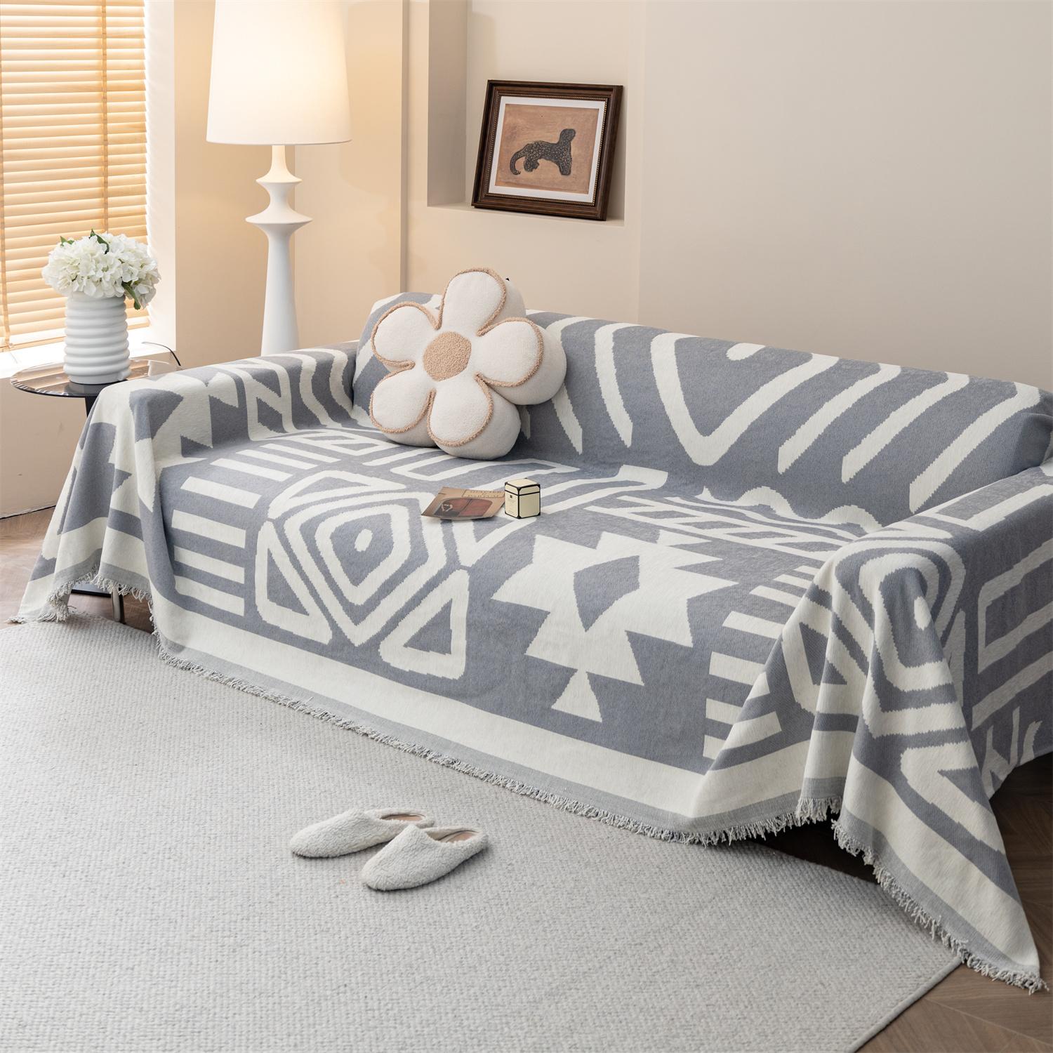 

Полотенце для дивана Boho Jacquard Chenille с кисточками, двухстороннее, для гостиной, кемпинга, пикника, большого одеяла, отдыха, пляжа 180X180cm