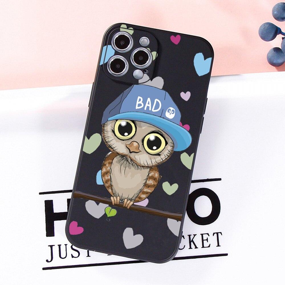 Cute Cartoon Owl Phone Case For iPhone 12 11 Pro Max XR X XS 7 8 Plus 13 SE20 Fundas Girls Gift Soft Silicone Matte Cover Coque