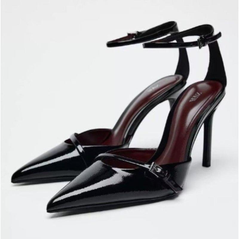

Модные Сексуальные Туфли-лодочки с Острым Носком и Тонким Высоким Каблуком для Женщин из Патентной Кожи с Ремешком на Щиколотке, Вечерние Туфли для Платья, Модные Босоножки Слингбэки, Zapatos De Mujer 42 чёрный