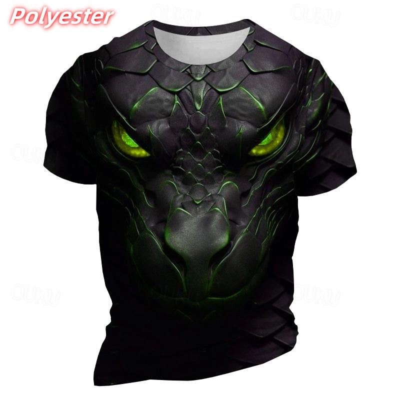 Cool Dragon Pattern T Shirts For Men Ancient Animal 3D Printed T-Shirt Summer Casual Fashion O-Neck Tops Short Sleeve Tees
