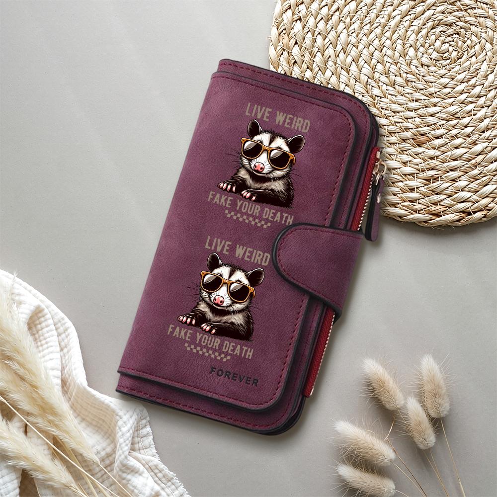 Cute Opossum Printed Long Wallet Fashion Casual Large Capacity PU Leather Credit Card Holder