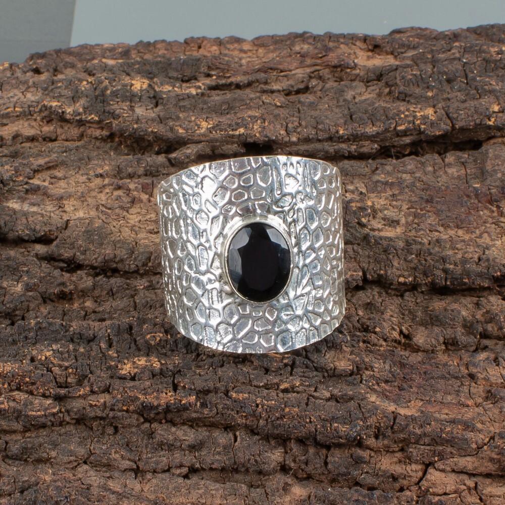 Black Onyx Gemstone 925 Sterling Silver Handcrafted Jewelry Ring Gift For Women RR-17-4
