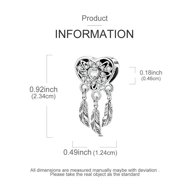Original Shining Heart Dreamcatcher Beads Fit Charms Copper Women Bracelet Jewelry Diy Fine Gift