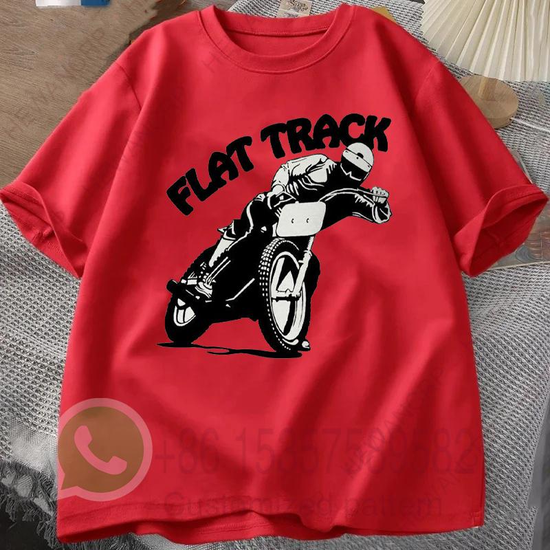 Flat Track Motorcycle Racing Tshirt Mens Tracksuit Cotton Casual Sportswear Crew Neck Pullover Short Sleeve Summer Streetwear