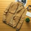 Men Jacket Coat Stand Collar Long Sleeve Plush Lining Jacket Coat with Pockets