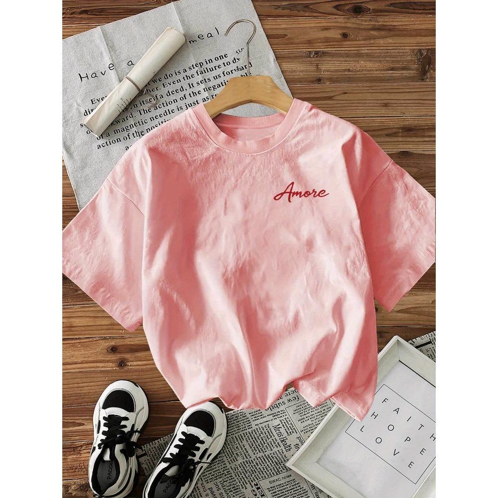 Damen-T-Shirt mit "Amore Pasta Vino E Basta" (Liebe Pasta, Wein und das ist genug) Italienische Essensgrafik, Kurzarm.Y2K
