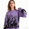 Women's Purple  Fall Long Sleeved Loose Fit  Anti-aging Top Knitted Sweater Women's Pullover Clothing