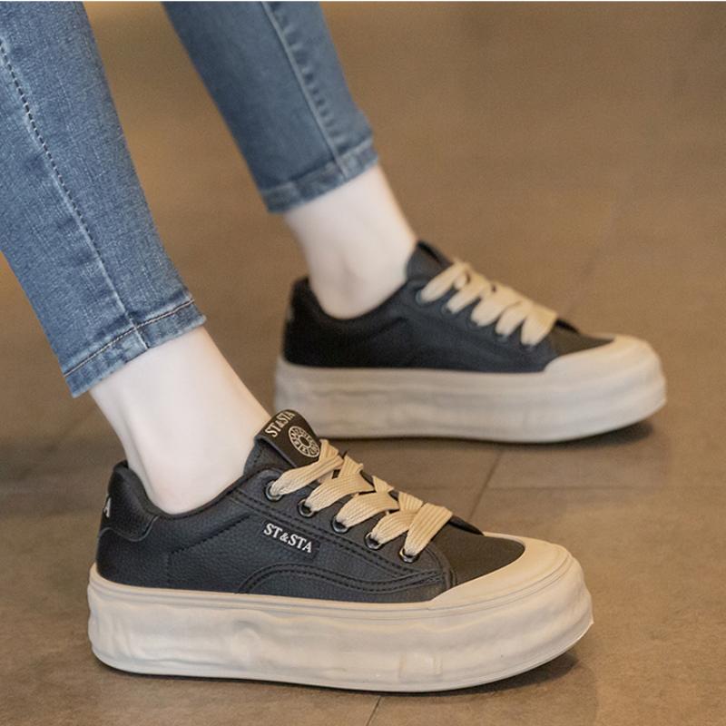 

Fashion Lightweight Lace Up Casual Sneakers for Women New Comfortable Non Slip Sports Running Shoes Woman Thick Soles Increase Sneakers 35 чёрный