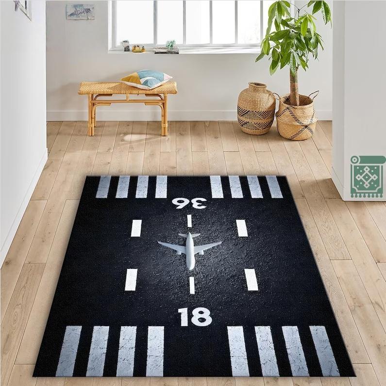 Flughafen Landebahn Szene Teppich Flugzeug Spielmatte Heimdekoration Rutschfest Weiche Bodenmatte Kinder Wohnzimmer Terminal Straßendesign