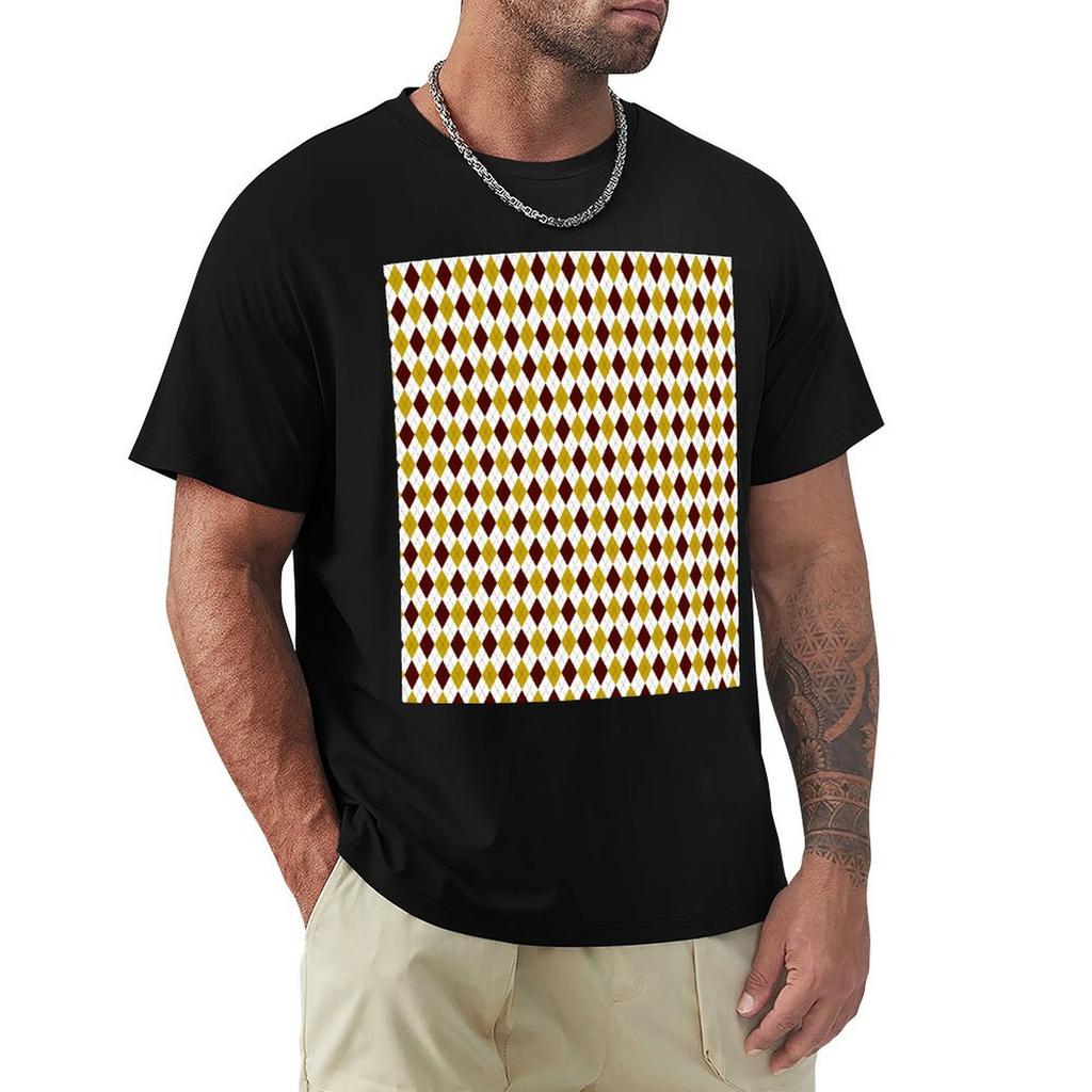 Garnet and Gold Classic Argyle Pattern TShirt Work Wear Lightweight Tee