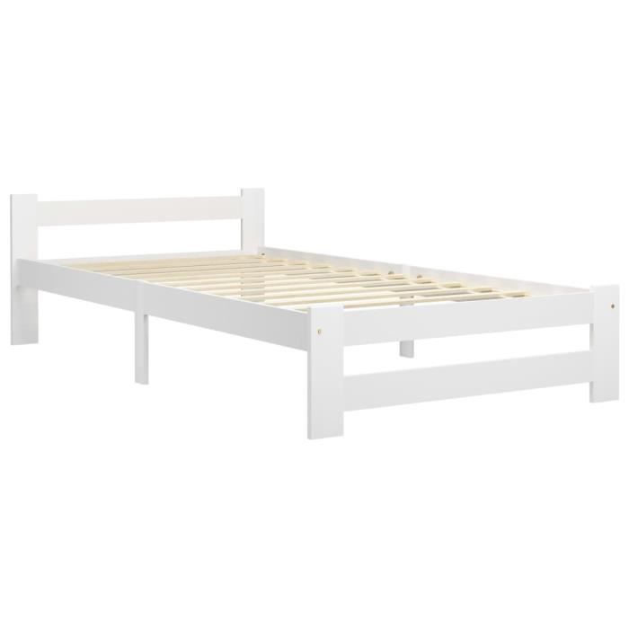 VidaXL Cadre de lit Blanc Bois de pin massif 90x200 cm
