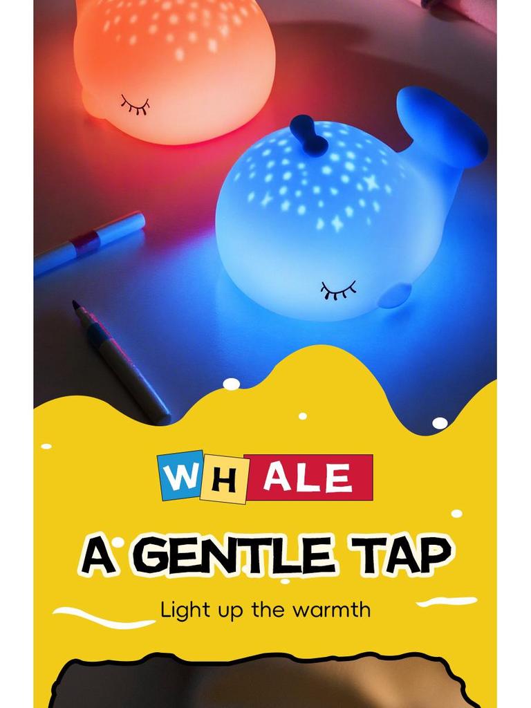 Whale Silicone Night Light: Cute Cross-Border Souvenir for Baby's Bedroom and Bedside