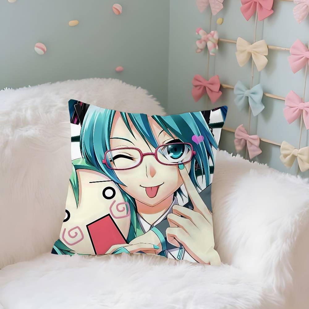 Anime-H-Hatsune-Mikus Kawaii Throw Pillow Covers Pattern Cushion Cover Suitable For Sofa Bedroom Car Pillow Cover
