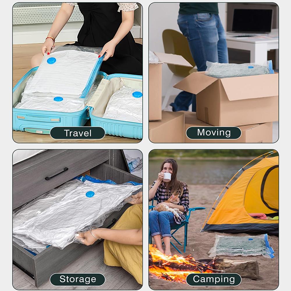 15 Pack Vacuum Storage Bags, Space Saver Bags  Compression for Comforters and Blankets, Sealer Clothes Storage Travel Organizer,