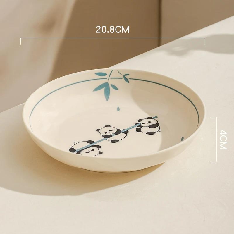 Módní roztomilý kreslený keramický talíř moderní čínský styl kulaté jídelní talíře narozeninové párty domácí nádobí rýžové misky
