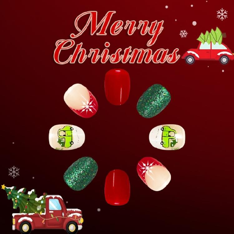 Short Oval Glossy French Press On Fingernail Snowflake Flash Plastic Mock Fingernail For Women Party Wedding Daily Outfits