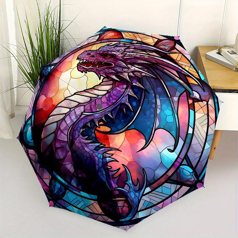 Stained Glass Dragon Window Decal - Fantasy Art Decor for Home or Office Umbrella Day Gift Y246
