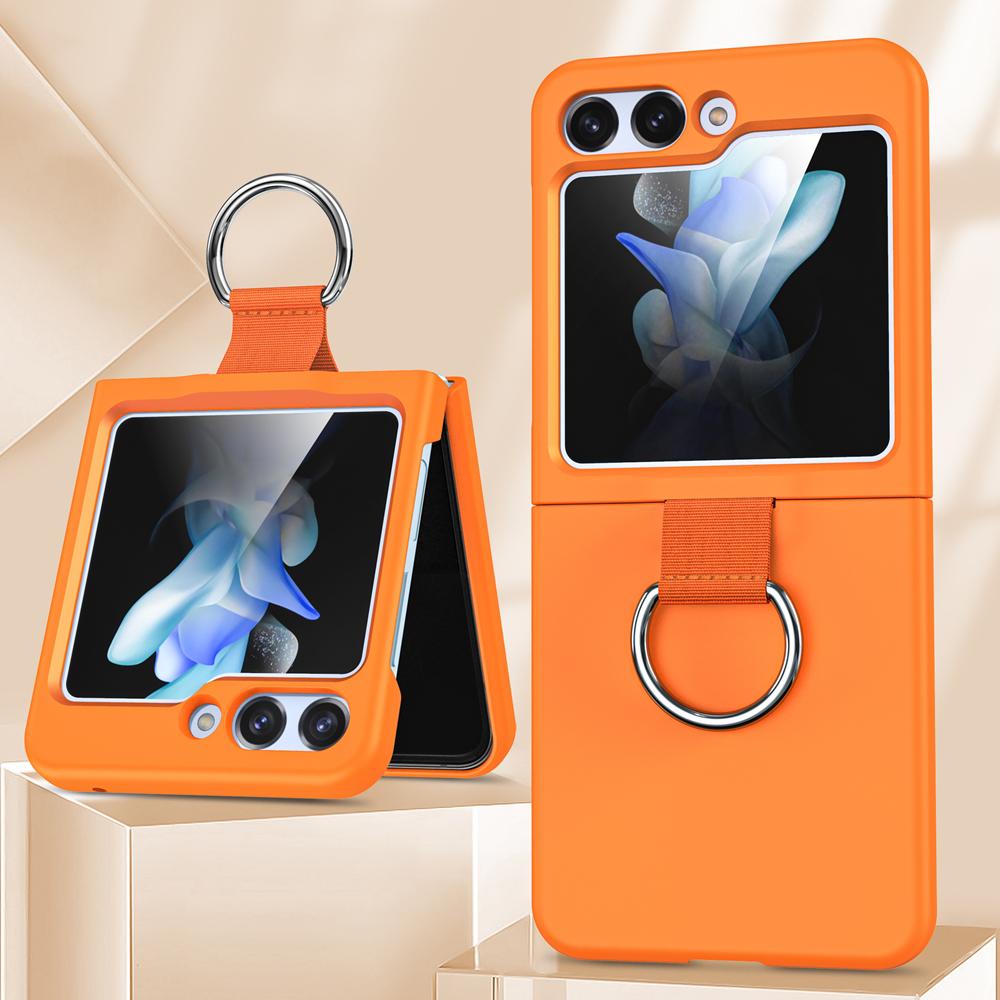 Ring Holder Matte Solid Color Case for Samsung Galaxy Z Flip 6 5 4 3 7 ZFlip 7 Flip6 Liquid Silicone Shockproof Ins Korean Cover