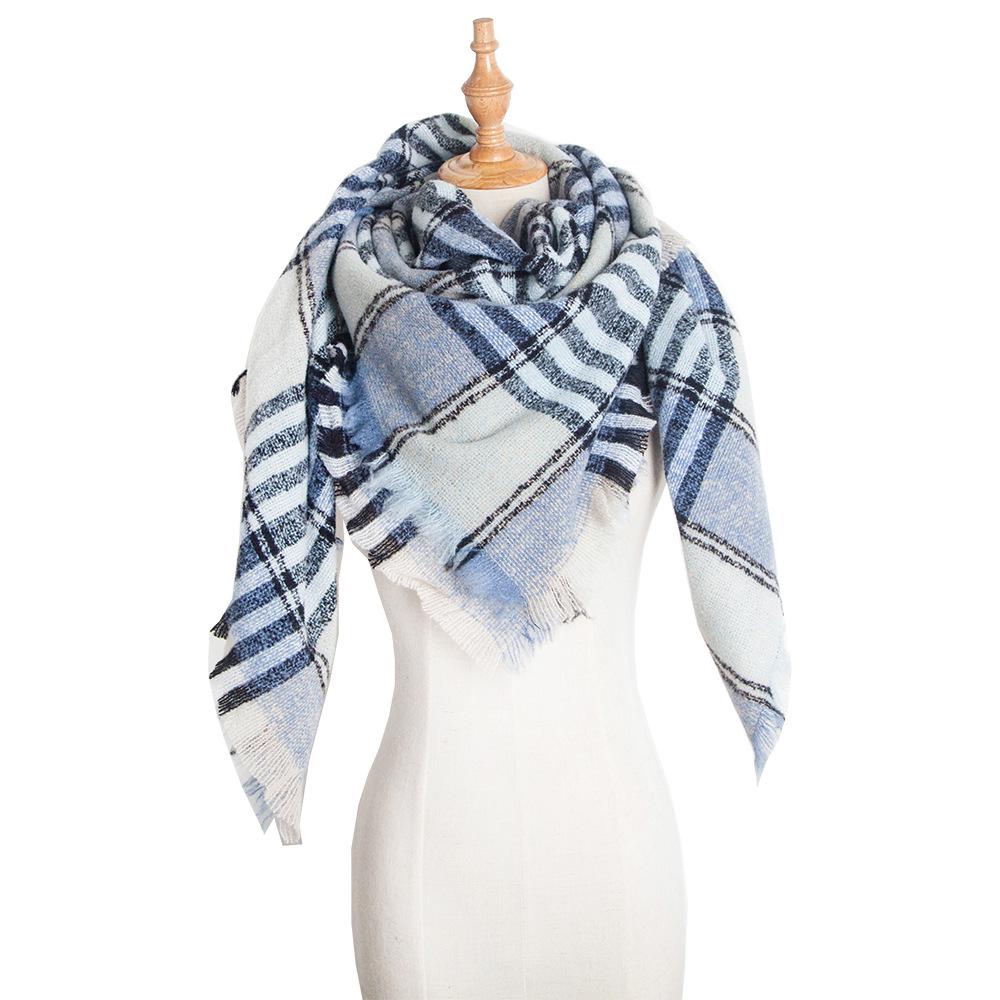 Europäisch-Amerikanisches Bouclé-Garn Plaid Dreieckstuch Schal - Frühling Herbst Winter Halswärmer