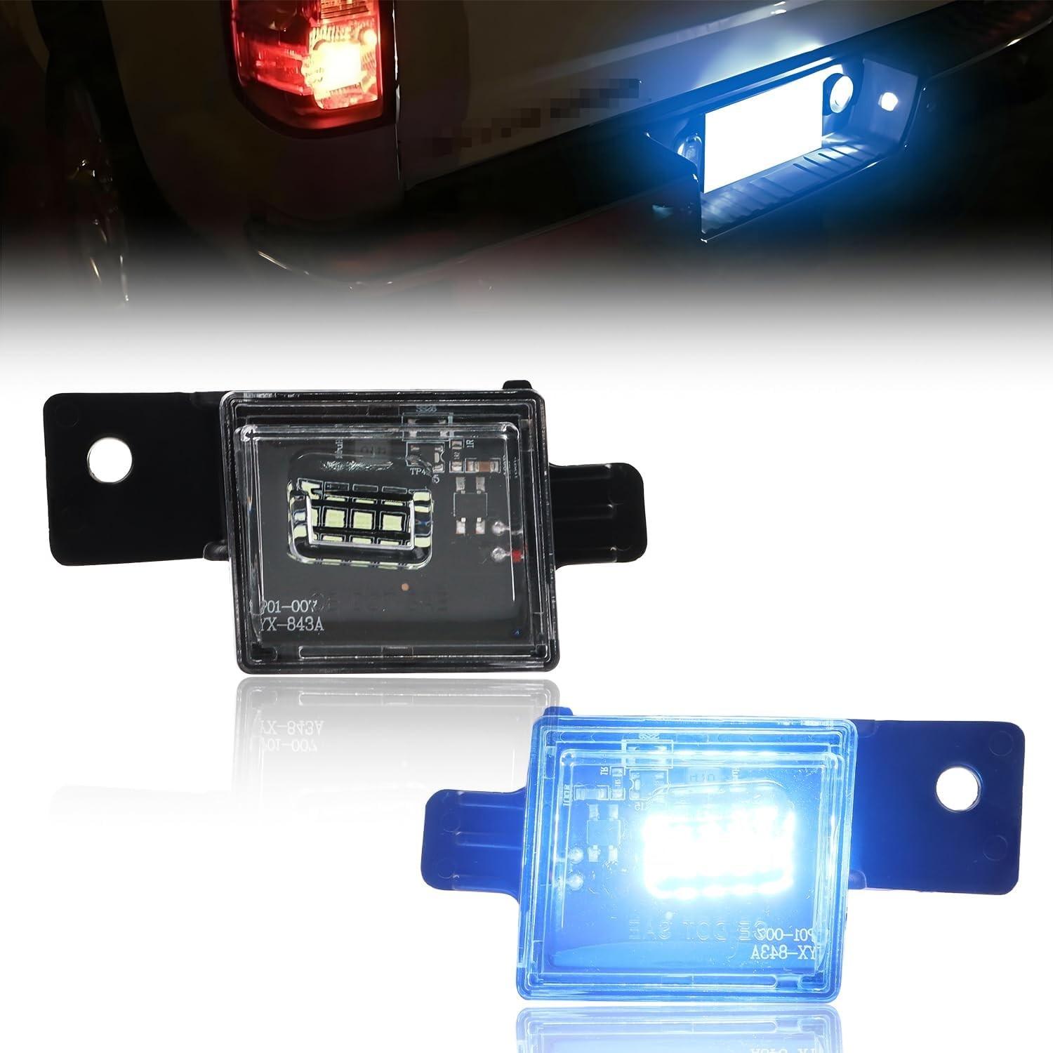 LED License Plate Lights Fit 2014- Chevy Silverado GMC Sierra - Ice Blue