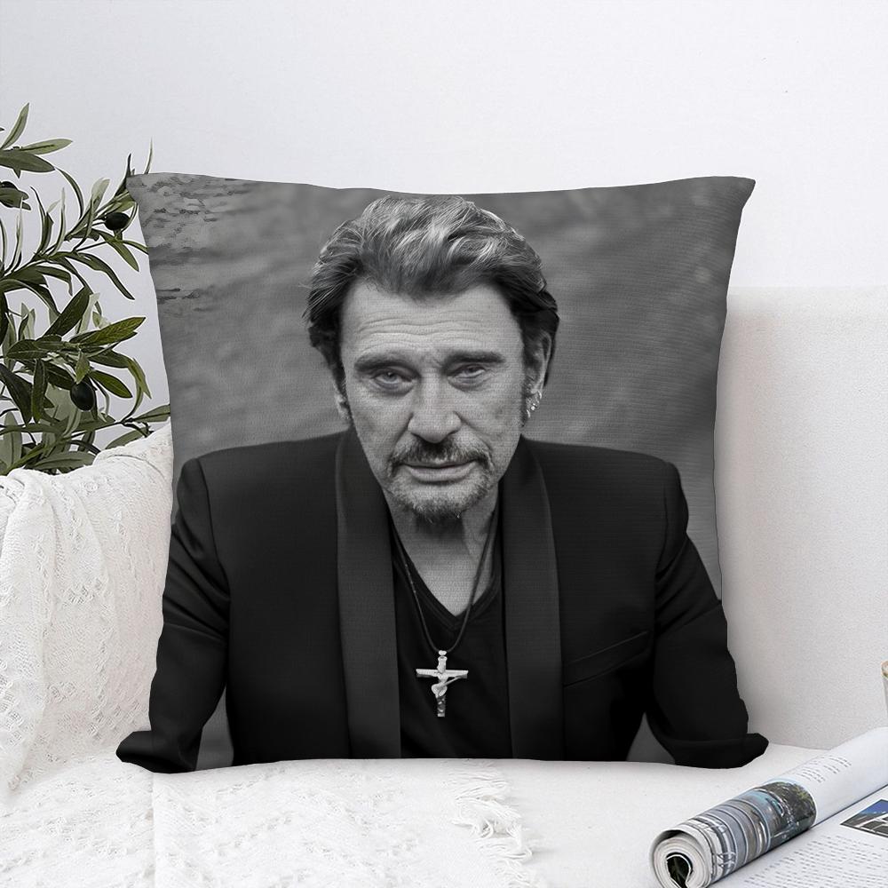 J-Johnny H-Hallyday Pillow Case Sofa Decorative Home Double-Sided Print Plush Square Throw Pillow Covers Cushion Decor Cover