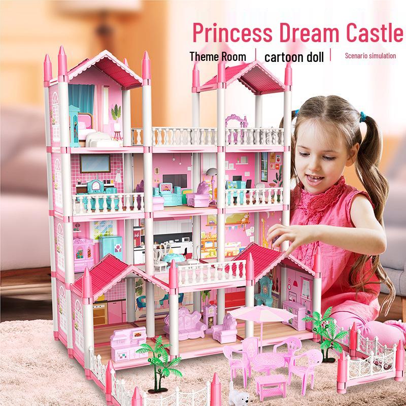 Işıklı Kendin Yap Prenses Şatosu Bebek Evi - Küçük Kızın Oyun Evi