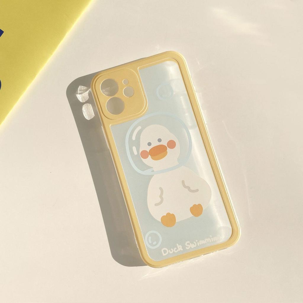 Cute Cartoon Duck IPhone 16 ProMAX Mobile Phone Case 13 Apple 14 Suitable for 12 All Inclusive 15 Transparent 11 Soft Cover
