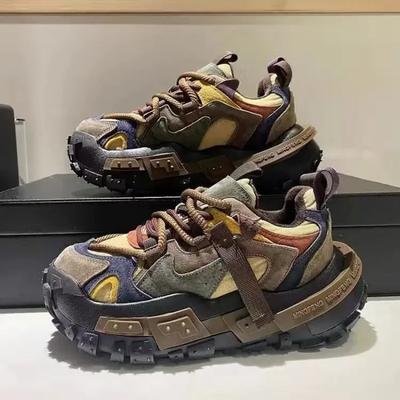 Fashion Chunky Sneaker Men Designer Tire Bottom Running Shoes Fashion Casual Microfiber Leather Fabric Increased Internal Platform Shoes