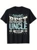 World's Best Uncle Funny Family Gift T-Shirt - Soft Comfortable Round Neck Casual Tee Suitable for Christmas, Thanksgiving, New Year, Valentine's Day