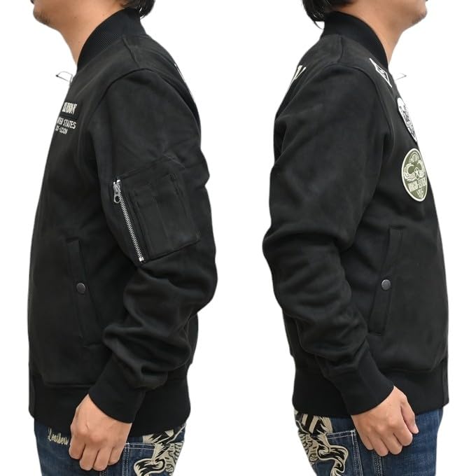 Brushed Bonded Military Jacket Motorcycle [Banson] NVSZ-2416 MA-1 Men's (JP, Alphabet, M, Black)