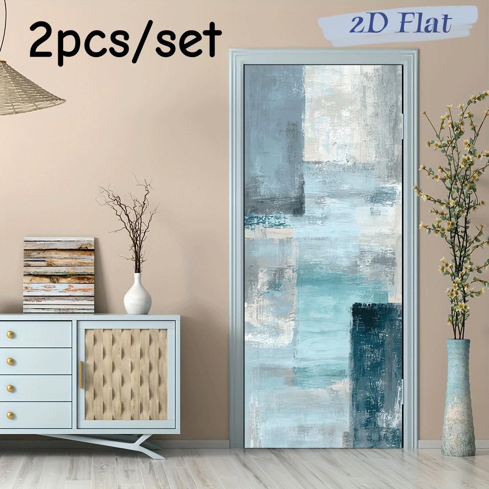 

2pcs modern minimalist abstract art blue gray geometric pattern wall stickers Nordic style home decoration stickers self-adhesiv (as the picture,38.5x200cmx2)