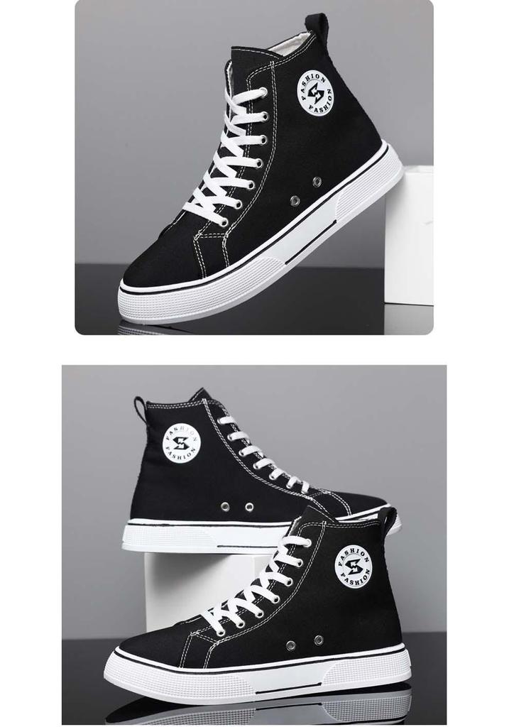 Men's Harajuku-Style High-Top Canvas Shoes: Trendy, Comfortable Casual Footwear for Teenagers and Students