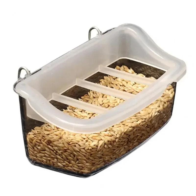 Papageien-Futterbox, Papageien-Futter-Spritzbox, Käfigzubehör, hängender Vogelfutterspender für Vogelfutter, Voliere und Feld mit Gitter, Vogelbedarf