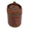 Bank Bucket Retro Carved Pattern Cylinder Portable Leather Zippered   Bank