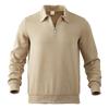 Vintage Heavyweight Fall Sweatshirt Jacquard Long Sleeve Turn-down Collar Half-zip Men's Top