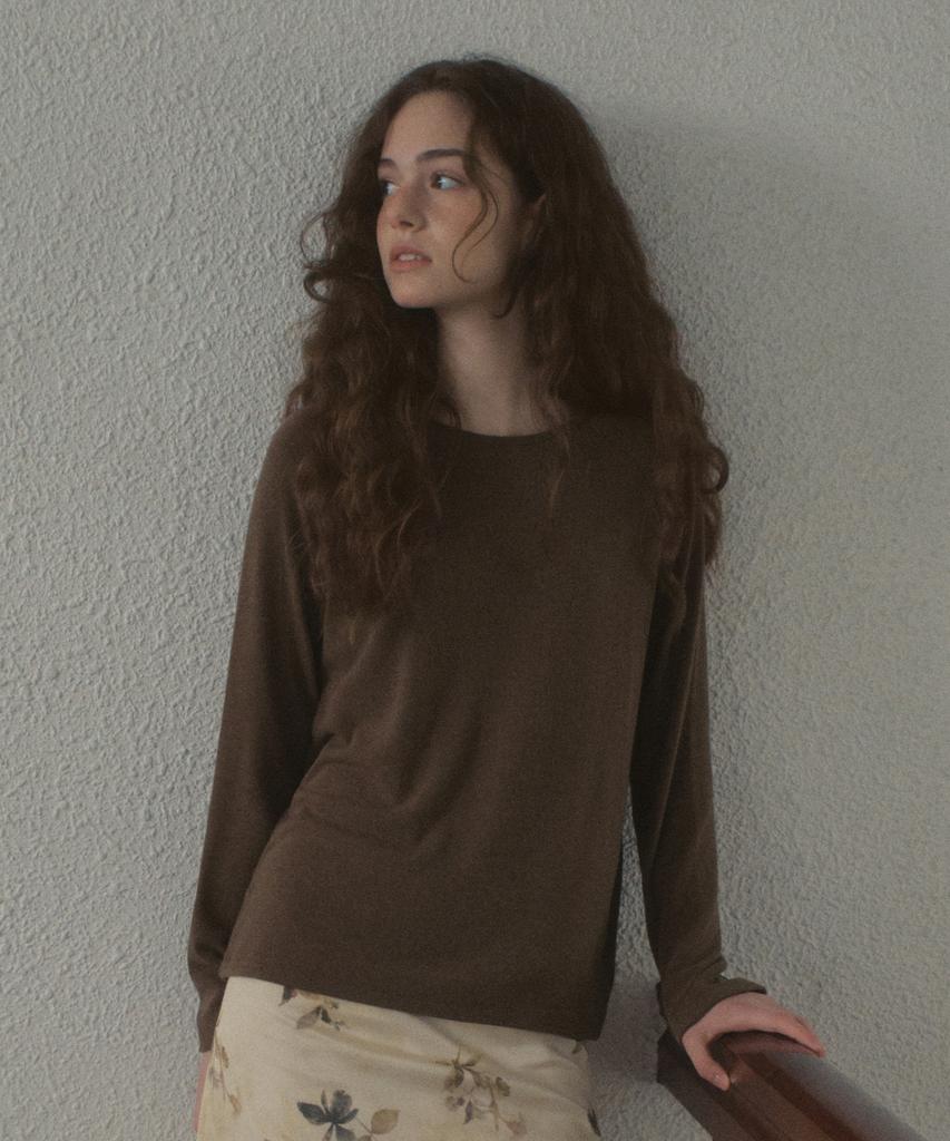 OURNOSTALGIA Faye Basic Raglan T-Shirt_Brown(O25Tp15)