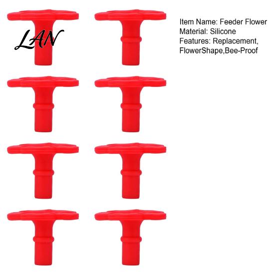 Feeder Replacement Flowers Set 8Pcs Hummingbird Flowers, Bee-Proof Silicone Feeding Ports, Universal Outdoor Parts Easy Clean