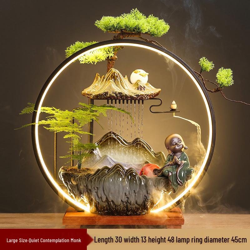 Flowing Water Backflow Incense Fountain & Humidifier - Perfect for Home, Office, or Gift Decoration.