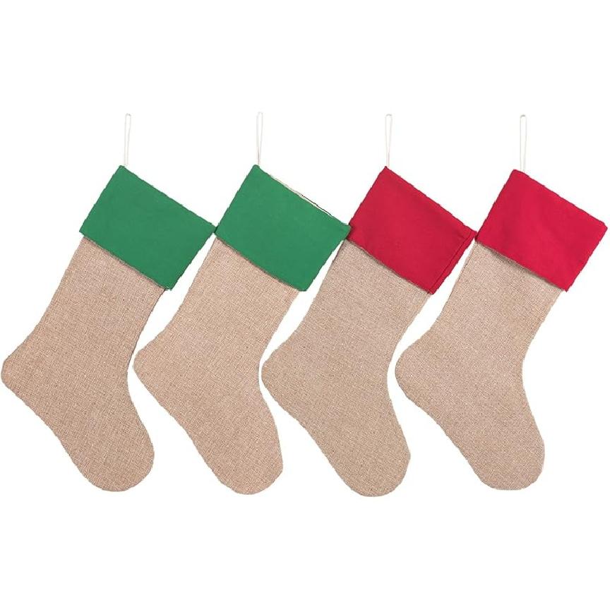 Set of 3 Family Christmas Stockings Holiday Stocking Cotton Canvas Large Bag